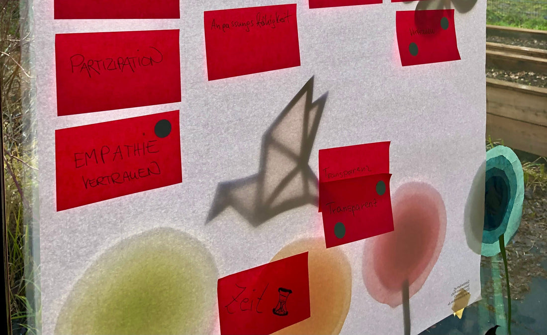 Rote Post-its auf einem Plakat